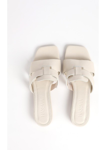 Kadın Deri Ekru Terlik 9760 modelleri