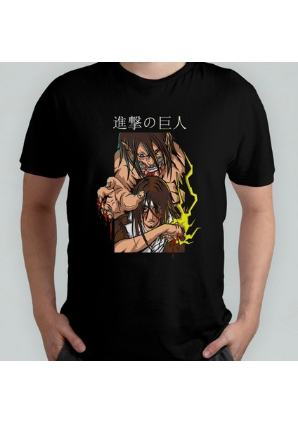 Attack On Titan Eren Jaeger_ %100 Pamuklu Bisiklet Yaka T-Shirt Model 18