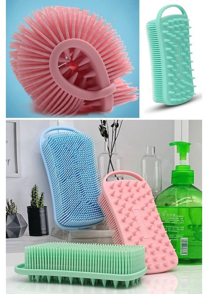 Kendiliğinden Askılı Peeling ve Masaj Etkili Silikon Banyo Vücut Fırçası Pembe
