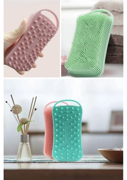 Kendiliğinden Askılı Peeling ve Masaj Etkili Silikon Banyo Vücut Fırçası Pembe fırsatları