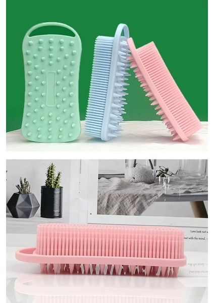 Kendiliğinden Askılı Peeling ve Masaj Etkili Silikon Banyo Vücut Fırçası Pembe indirimleri