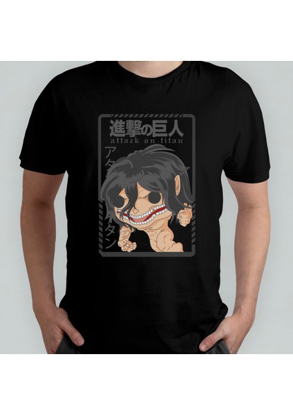 Attack On Titan Eren Jaeger_ Unisex %100 Pamuklu Bisiklet Yaka T-Shirt Model 9