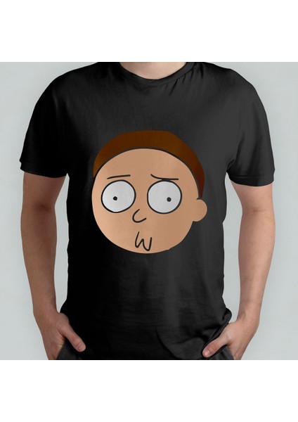 Rick And Morty - Morty Yüz %100 Pamuklu Bisiklet Yaka T-Shirt