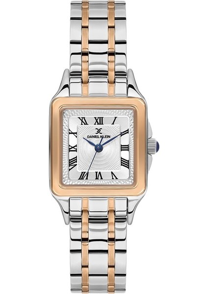 DKE.1.10814-6 Kare Kadran Romen Rakamlı Metalik-Rosegold Kadın Kol Saati