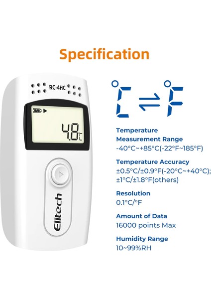 Rc-4hc Mini Sıcaklık ve Nem Kayıt Cihazı Datalogger modelleri
