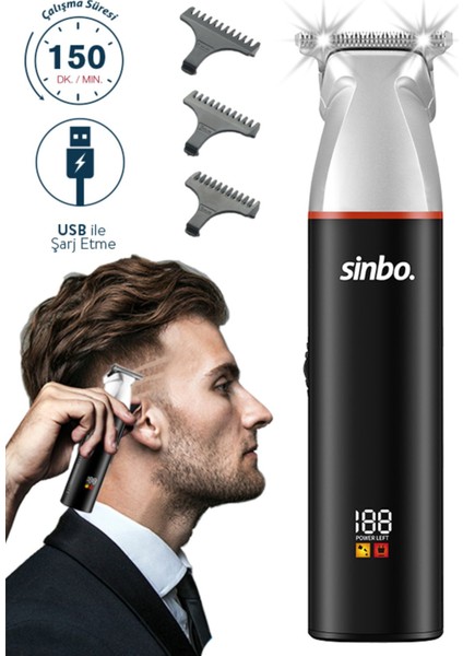 Saç ve Sakal Tıraş Makinesi Hassas Çelik Bıçak LCD Ekran Şarjlı Siyah Hızlı Şarj Özellikli indirimleri