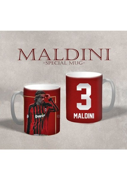 Maldini Dijital Çizim - Futbol Özel Tasarım Kupa Bardak