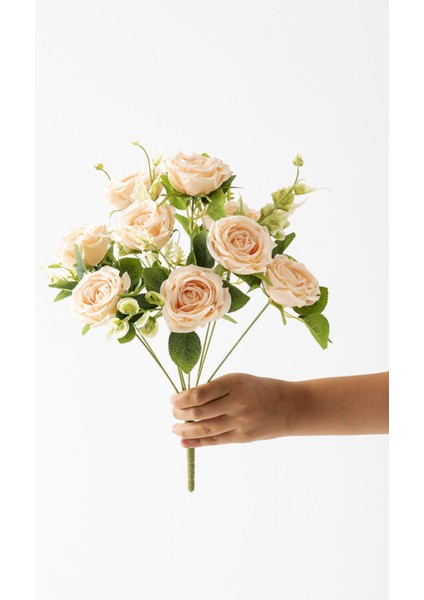 Yapay Gül Demeti 9 Dallı Açık Somon