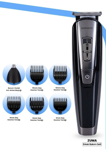 Erkek Bakım Seti, Kablolu ve Kablosuz, Hızlı Şarj, Full Stand, Beyaz