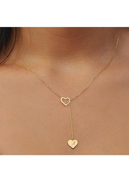 Kalpli Harf Kolye Gümüş Kişiye Özel