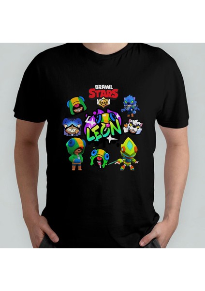 Brawl Stars Leon Unisex %100 Pamuklu Bisiklet Yaka T-Shirt Model 2