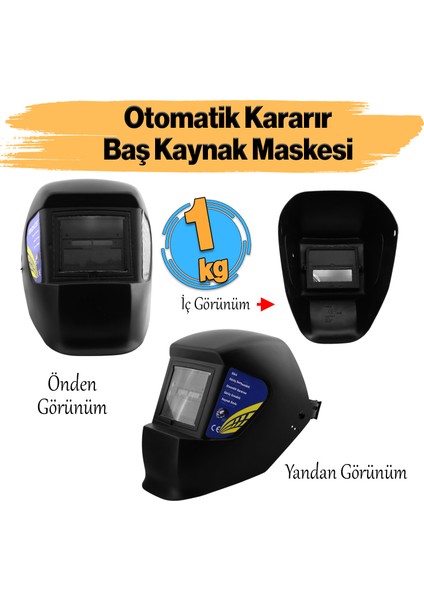 Güneş Enerjili Otomatik Kararan Baş Maskesi Siperlik Kartuşlu Kaynak Gözlüğü Dın 9-13 Cenk Işık