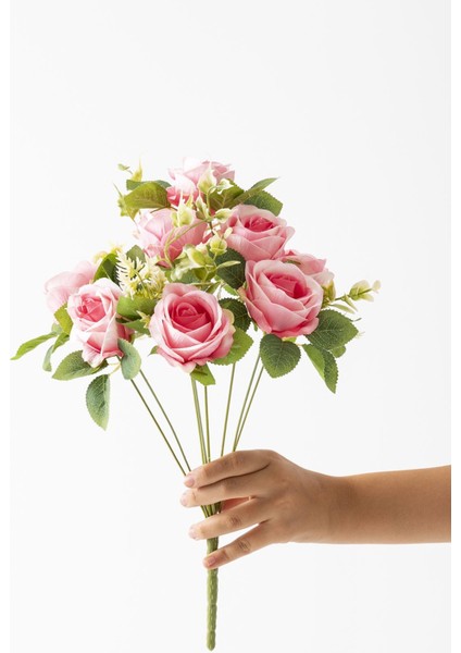 Yapay Gül Demeti 9 Dallı Pembe