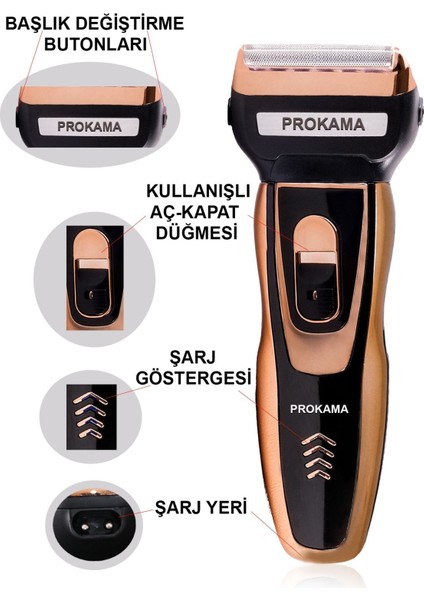 3'lü Fonksiyonlu Erkek Tıraş Seti, Kolay Kullanım, Yönlü Bakım