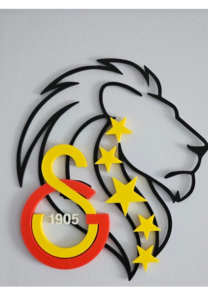 Galatasaray Logolu 5 Yıldızlı Aslan Duvar Dekor Süsü