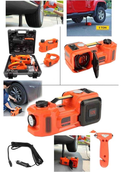 Elektrikli 5 Ton Hidrolik Kriko, Şişirme Hava Pompası, Bijon Anahtarı, Makine Krikosu