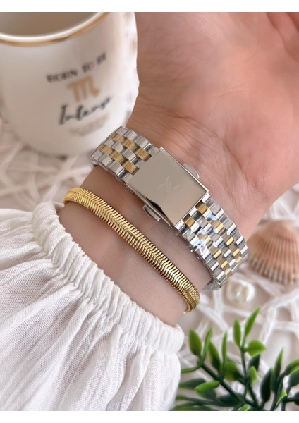 Çelik Kordon 3 Atm Suya Dayanıklı Özel Tasarım Kadın Kol Saat+Bileklik VS.BLKT.0486 modelleri