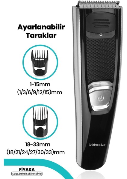 Paslanmaz Çelik Kablosuz Şarjlı Ayarlanabilir Saç Kesme Makinesi, Siyah