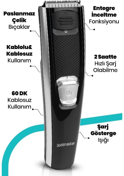 Paslanmaz Çelik Kablosuz Şarjlı Ayarlanabilir Saç Kesme Makinesi, Siyah modelleri