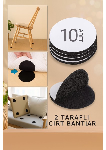 10'lu Set Bant Arkası Yapışkanlı Askı Bandı Minder Halı Tablo Duvar Süsleri Sabitleme Bandı