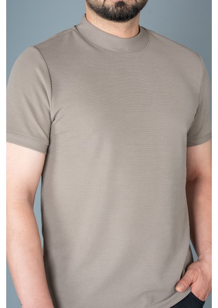 Erkek Vizon Yarım Boğazlı Soft T-Shirt fiyatları