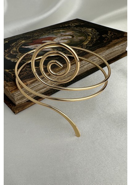 Altın Rengi Metal Kıvrım Geometrik Desen Ayarlanabilir Kol Aksesuarı(Çapı:9cm) modelleri
