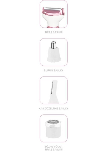 4'ü 1 Arada Kadın Tüy Alma Cihazı, Beyaz Tasarım fiyatları