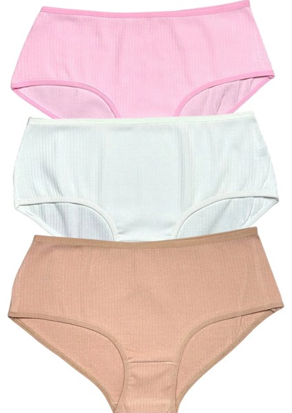 3'lü Kadın Fitilli Bato Yüksek Bel Pamuklu Külot