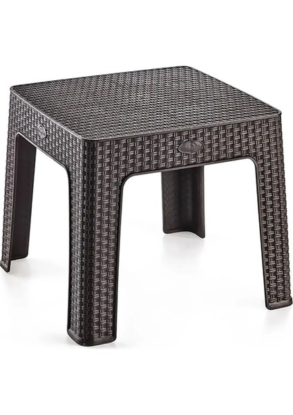 Kare Rattan Sehpa | Bahçe & Balkon & Şezlong Sehpası Siyah Sabit Plastik 40 x 50