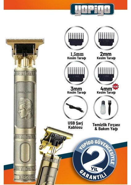 RF-1804 T-Bıçak Kuaför Tipi 100. Yıl Traş Saç Ense Sakal Çizim Tıraş Makinesi