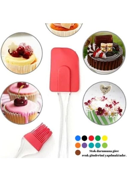 Silikon Spatula Seti 2in1 // Isıya Dayanıklı & Bpa Içermez // 2 Parça Yapışmaz, Pişirme, Karıştırma, Yağlama ve Sonrası - Bulaşık Makinesinde Yıkanabilir Mutfak Gereçleri Çok Renkli Günlük Kullanım modelleri