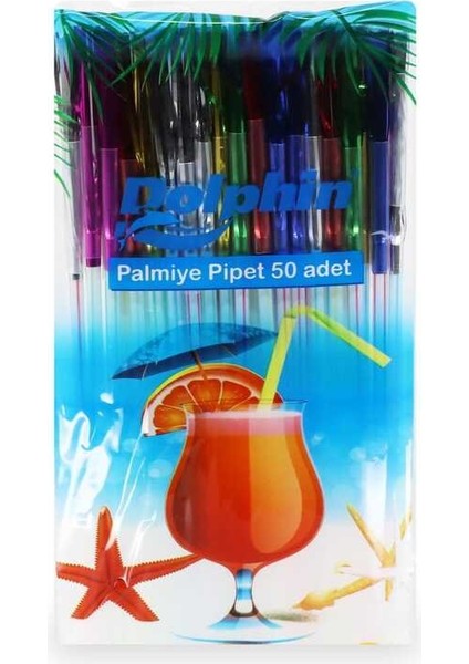Körüklü Plastik Palmiye Pipet - 50 Adet