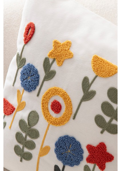 Comfort Punch Desenli Kırlent Kılıfı Kare Dekoratif Bohem Nakışlı Koltuk Yastık Kılıfı Panç 45X45 fırsatları