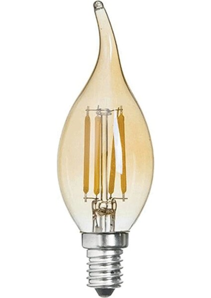 Rustik Kıvrık Buji LED Ampul 4 W E-14 2700K Amber Işık Şavk
