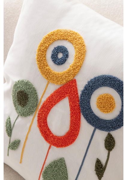 Comfort Punch Desenli Kırlent Kılıfı Kare Dekoratif Bohem Nakışlı Koltuk Yastık Kılıfı Panç 45X45 modelleri