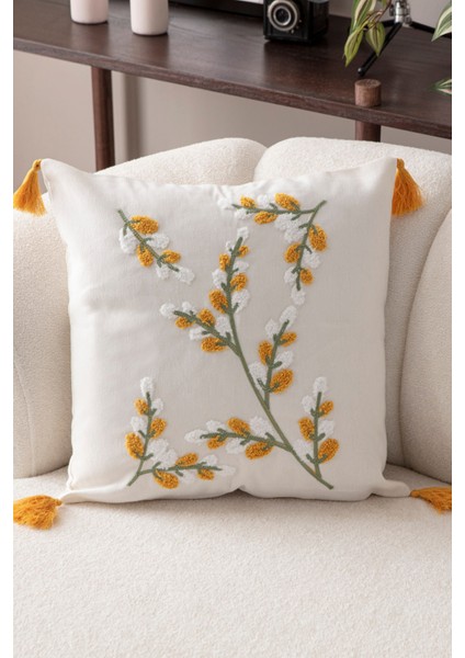 Comfort Punch Desenli Kırlent Kılıfı Kare Dekoratif Bohem Nakışlı Koltuk Yastık Kılıfı Panç 45X45 fiyatları