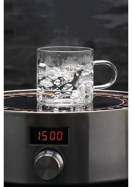 Kulplu Borosilikat Cam Kahve Yanı Bardağı, Mini Çay Kupası, Espresso ve Latte Kupası 125 ml indirimleri