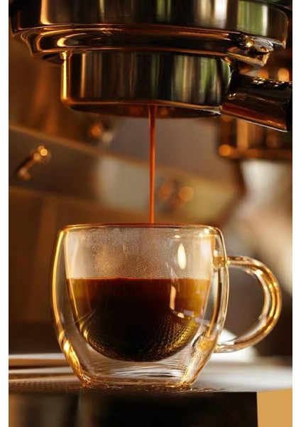 Çift Çidarlı Kulplu Borosilikat Cam Kahve Kupası, Mini Çay Kupası, Espresso ve Latte Kupası 80 ml indirimleri