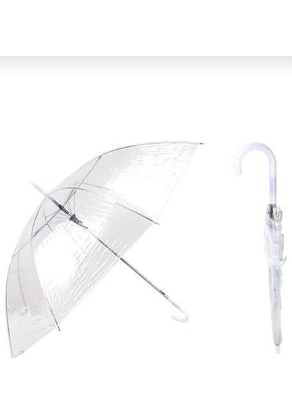 Şeffaf Şemsiye Beyaz Baston Saplı, Dayanıklı ve Şık Koruma Sağlayan Ürün fiyatları
