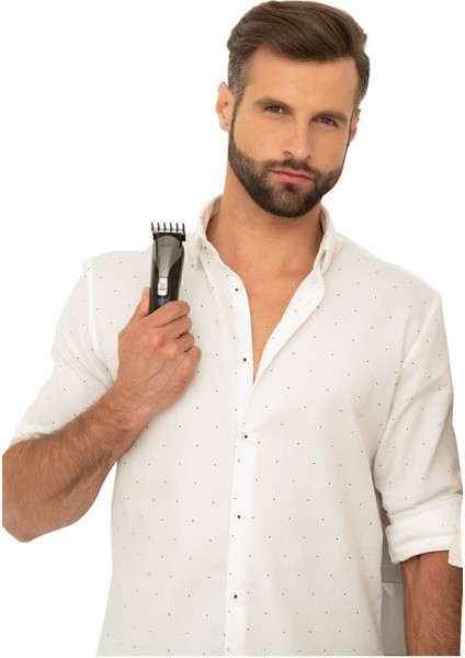 Paslanmaz Çelik Adaptörlü Erkek Bakım Seti, Standlı ve Fonksiyonlu Siyah