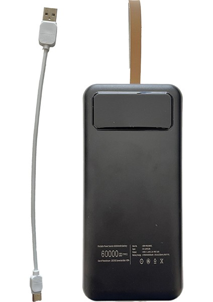 60.000 Mah Taşınabilir Powerbank | Hızlı Şarj | Dijital Ekran | El Feneri | Type-C Kablo