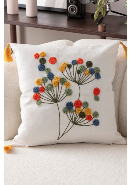 Comfort Punch Desenli Kırlent Kılıfı Kare Dekoratif Bohem Nakışlı Koltuk Yastık Kılıfı Panç 45X45 fiyatları