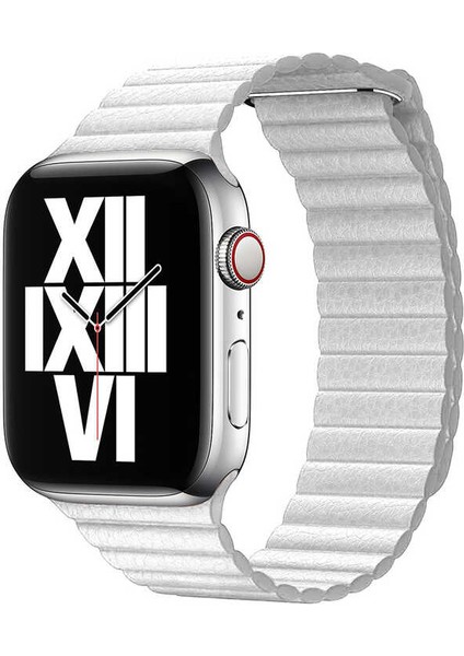 Watch 40MM Uyumlu Krd-09 Deri Lop Kordon Tknc - Beyaz
