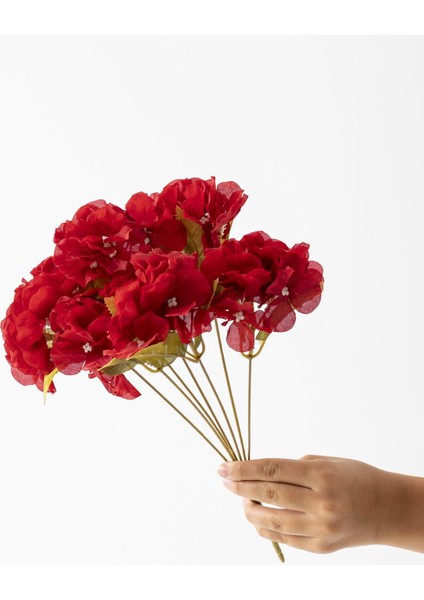 Yapay Ortanca Çiçeği 35 cm 7 Dal Kırmızı fiyatları