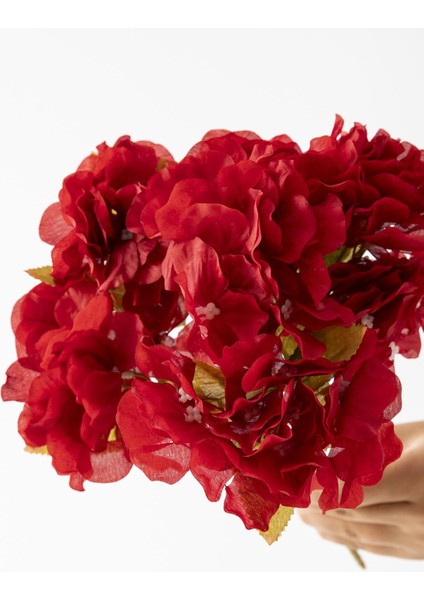 Yapay Ortanca Çiçeği 35 cm 7 Dal Kırmızı modelleri