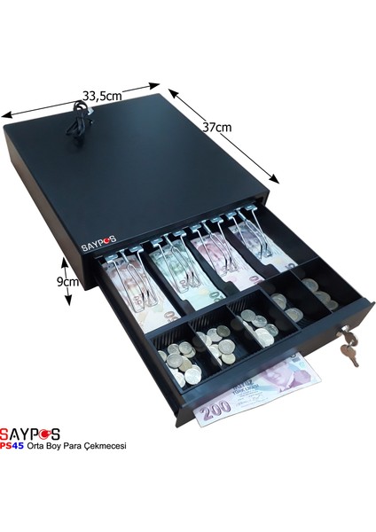 Verifone MX915 Yazarkasa Uyumlu 4 Banknotlu Anahtardan Açılır Para Çekmecesi 33,5x37x9cm modelleri