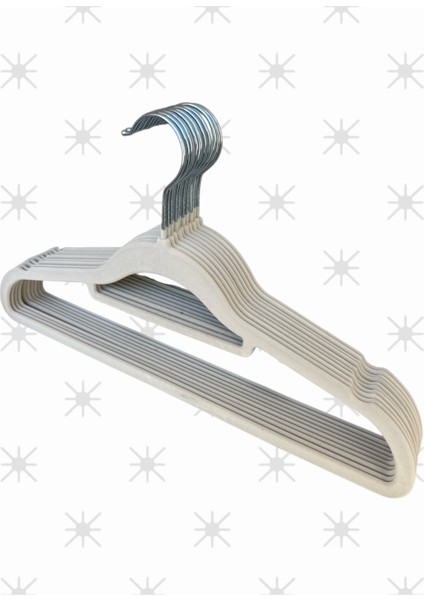 Kadife Askı, Takım Askısı Elbise Askısı, Yüksek Kalite Kadife Kıyafet Askısı, Krem 41 Cm, 20 Adet modelleri