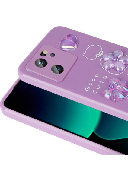Xiaomi Mi 13T Kılıf Kabartma Figürlü Parlak Tknc Toys Silikon Kapak-Pembe modelleri