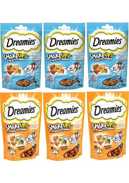 Kedi Ödülü Shake Ups (Seafood & Rockin Rooster) 55 gr x 6 Ad