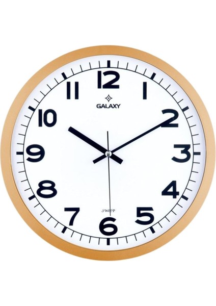 216-3 Serisi Metal Görünümlü Sessiz Akar Duvar Saati 30 cm